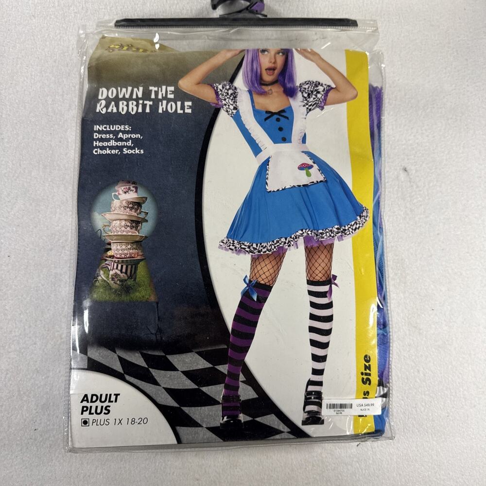 New Spirit Halloween Adult Down the Rabbit Hole Alice Wonderland Costume XL - Picture 1 of 4